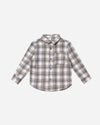 Collared Long Sleeve Shirt Blue Flannel