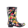 Emma Mid Calf Black Floral Women's Rain Boots