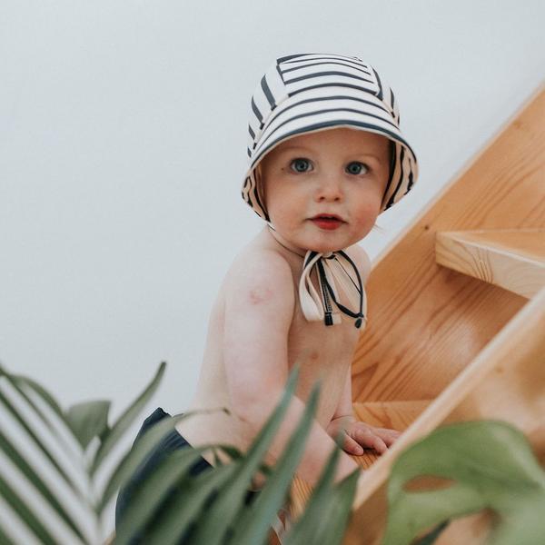 Baby/ Kid's UPF50+ Swim Bonnet Navy Stripe