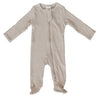 Oatmeal Organic Cotton Ribbed Footed Zipper One-piece