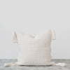 Crochet Pillow with tassels 16"x16" White