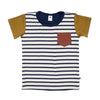 Baby/Kid's Colourblock Crew Neck Pocket T-shirt | Navy Stripe
