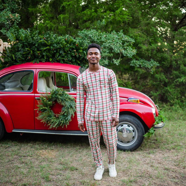 Men's Jogger Set in Hunter Plaid Mike Jojo Baby Boutique