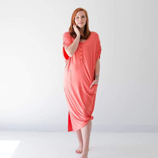 Women's Lounge Dress in Melon - Mike & Jojo Baby Boutique Women's Lounge Dress in Melon - Mike & Jojo Baby Boutique