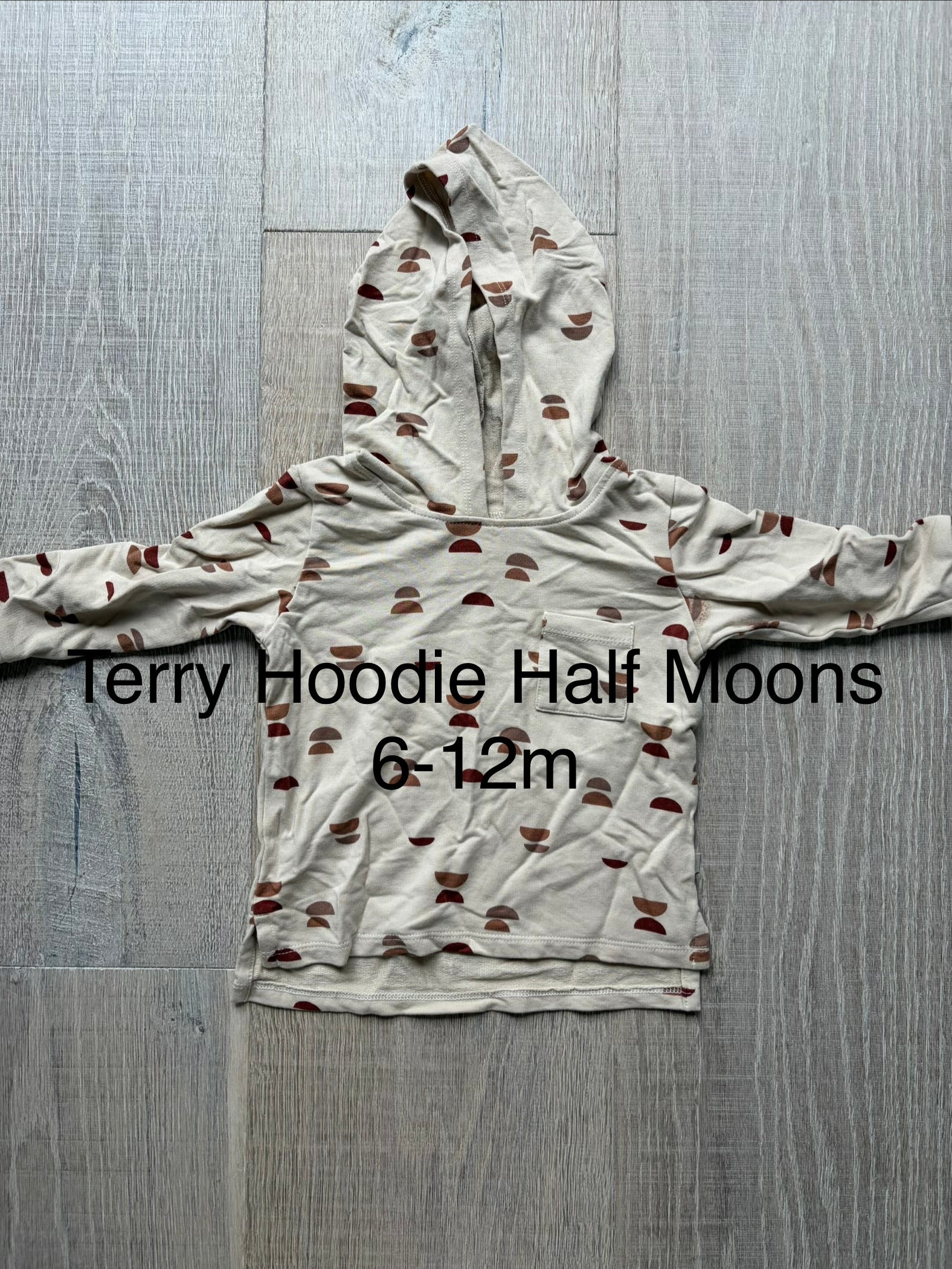 Terry Hoodie Half Moons 6-12m