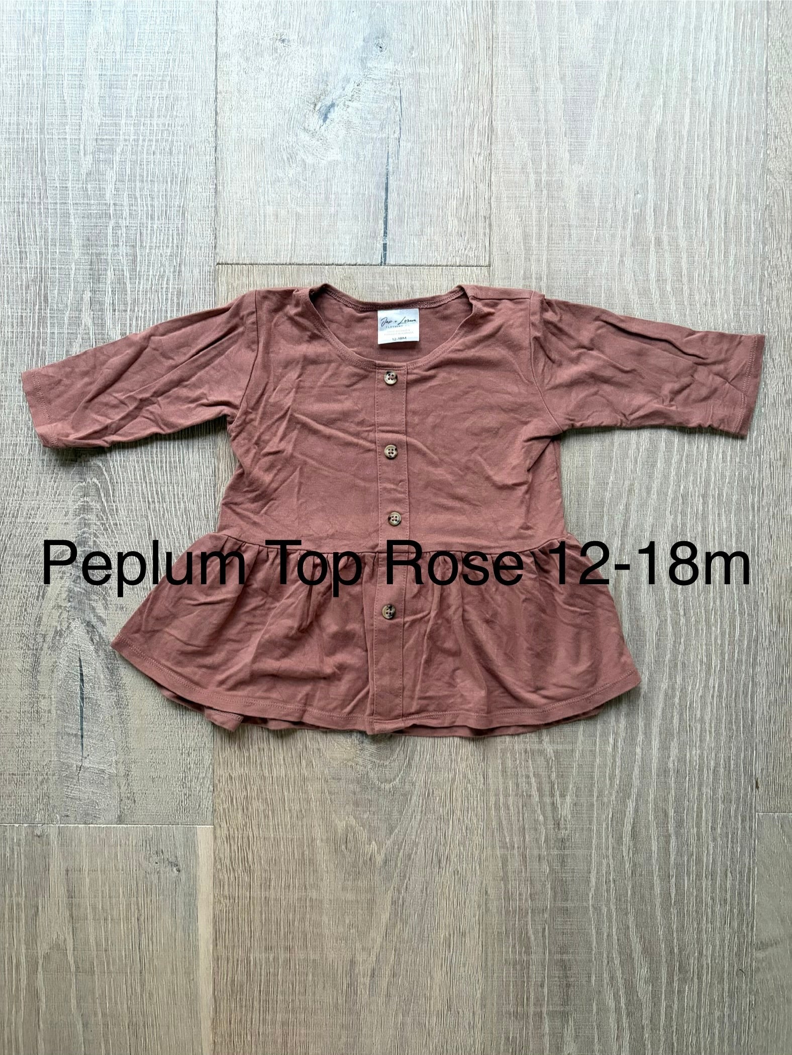 J&L Peplum Top Rose 12-18m