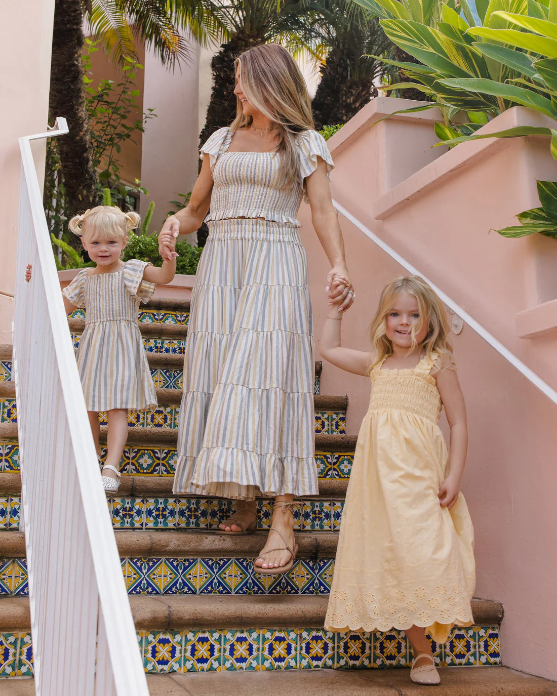 Women's Ruffle Tiered Maxi Skirt Valencia Stripe