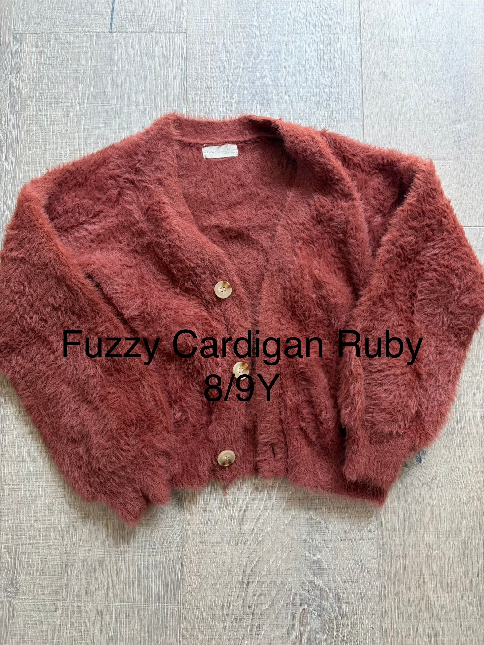 RC Fuzzy Cardigan Ruby 8/9Y