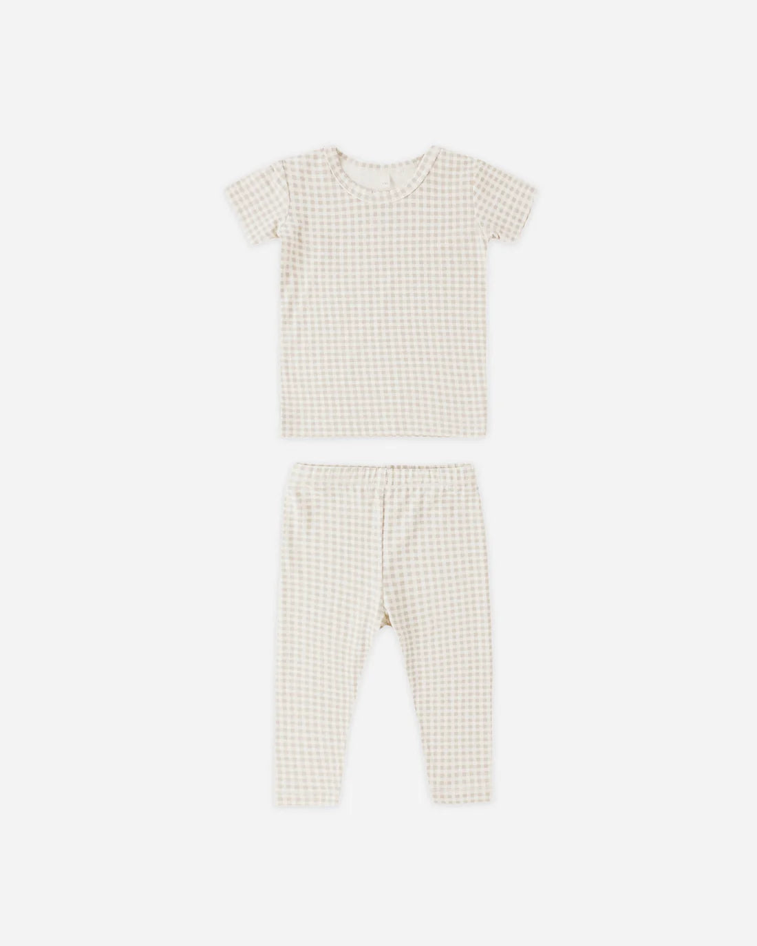 Bamboo Short Sleeve Pajama Set Oat Gingham