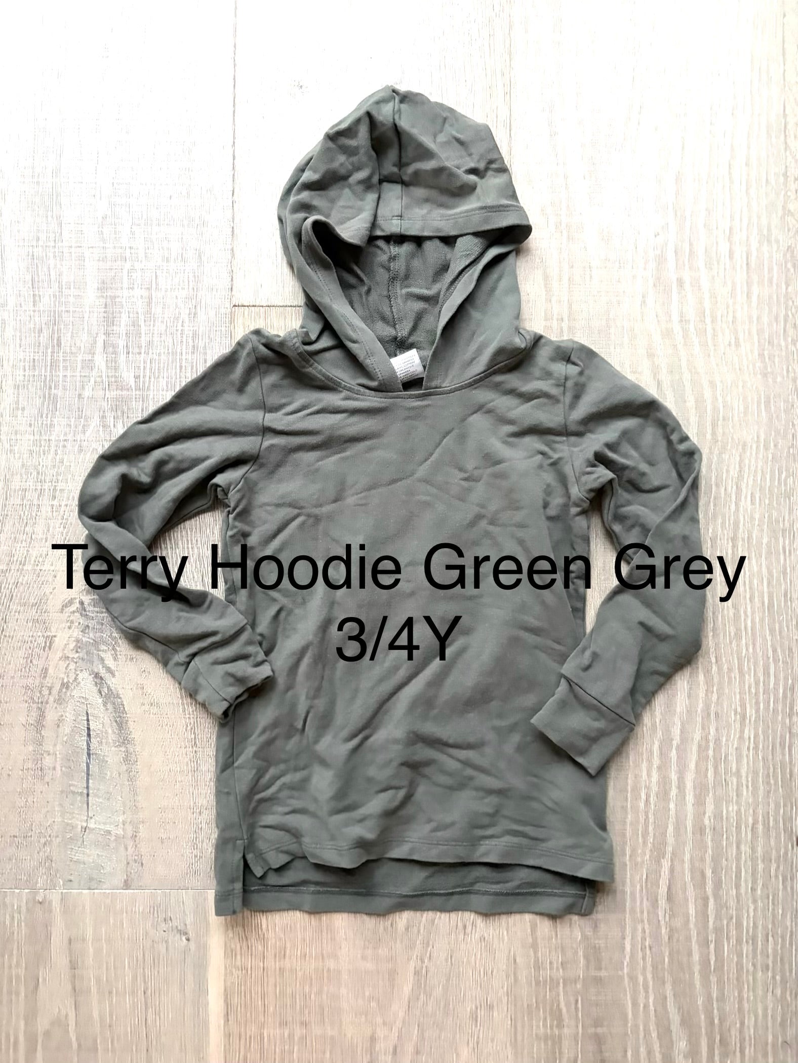 J&L Terry Hoodie Green Grey 3/4Y