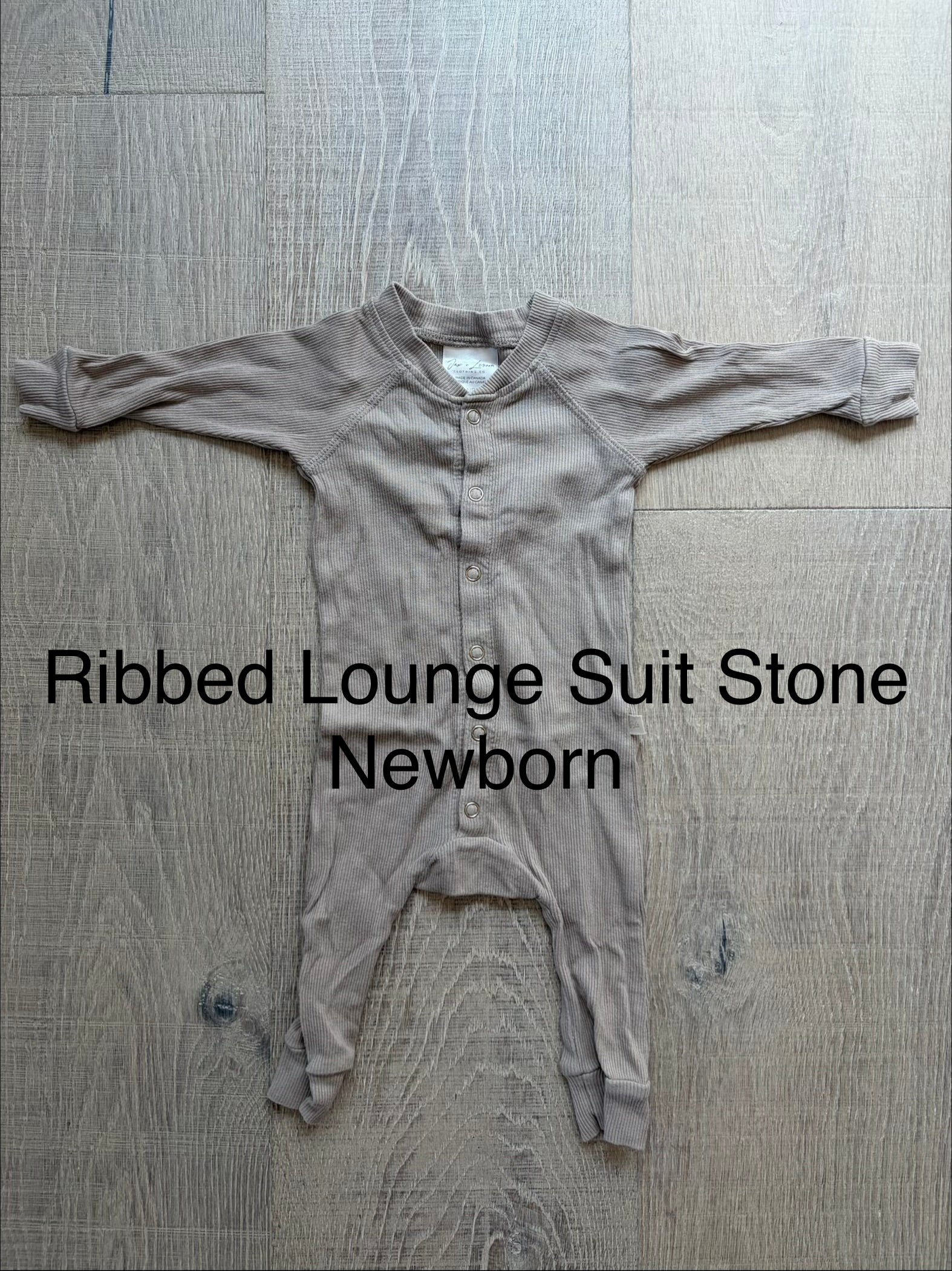 J&L Ribbed Lounge Suit Stone Newborn