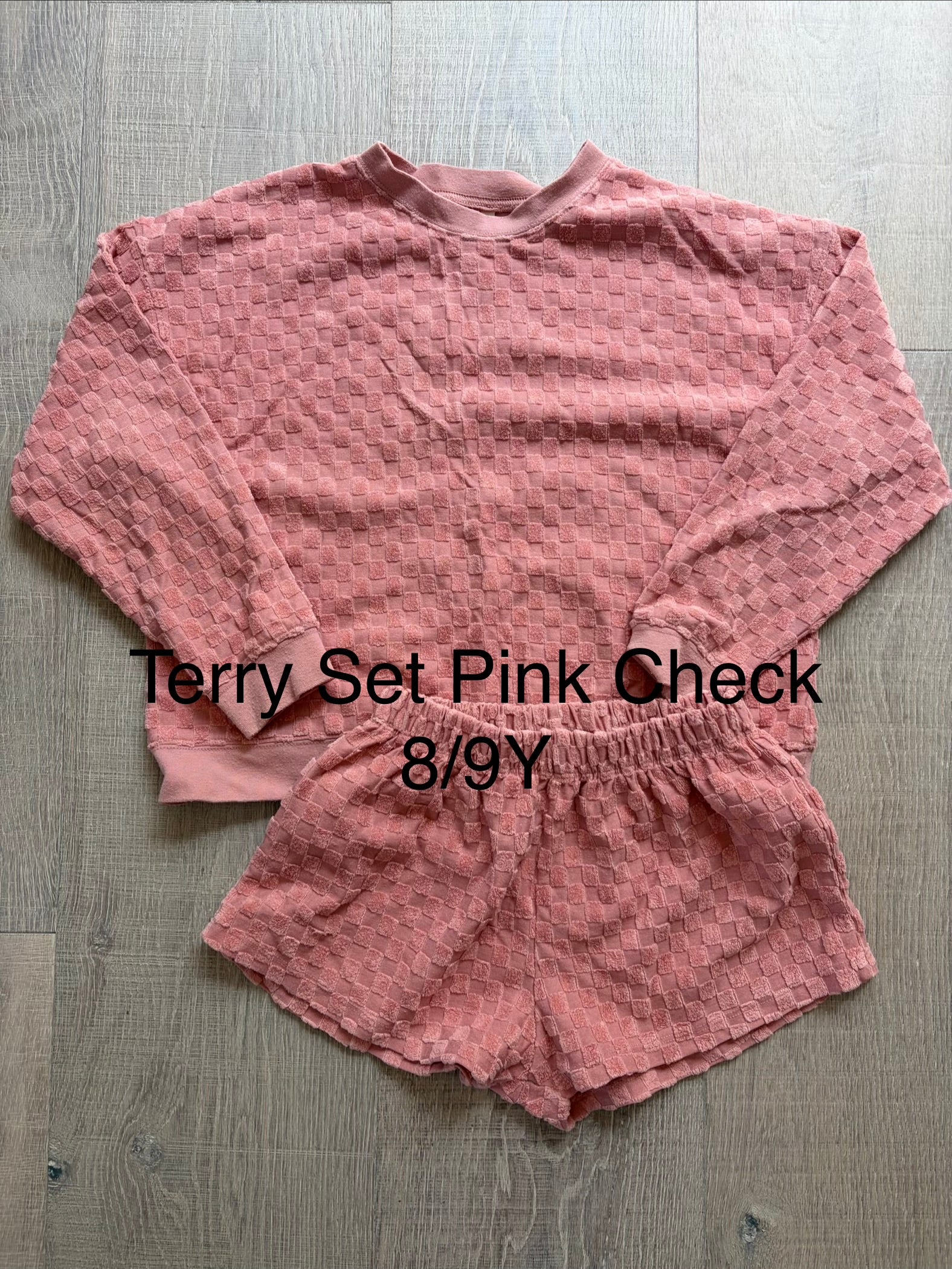 RC Terry Set Pink Check 8/9Y