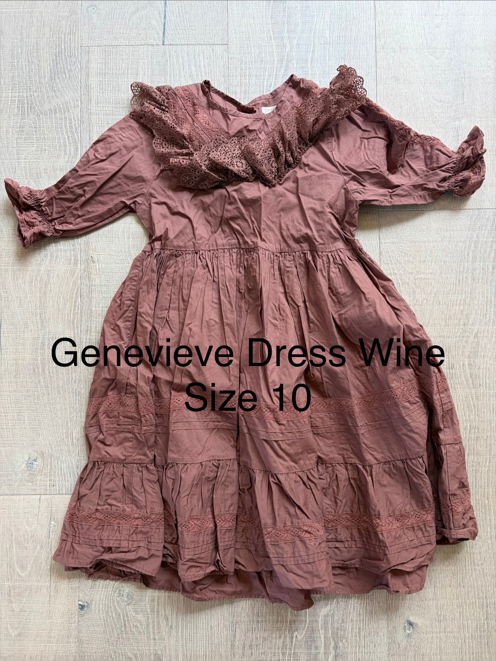 Genevieve Dress Wine Size 10