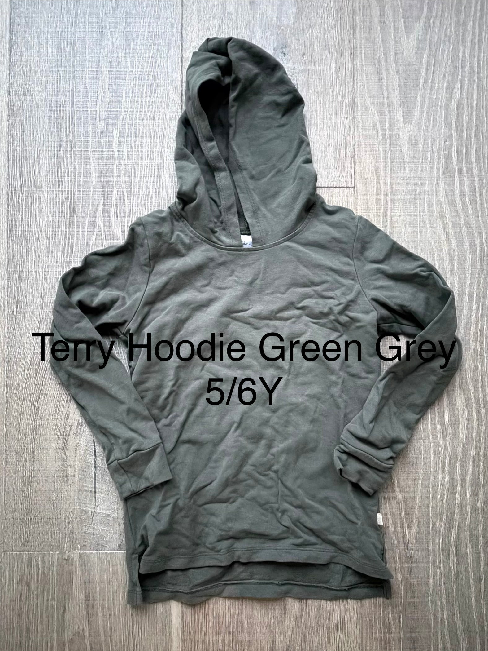 J&L Terry Hoodie Green Grey 5/6Y
