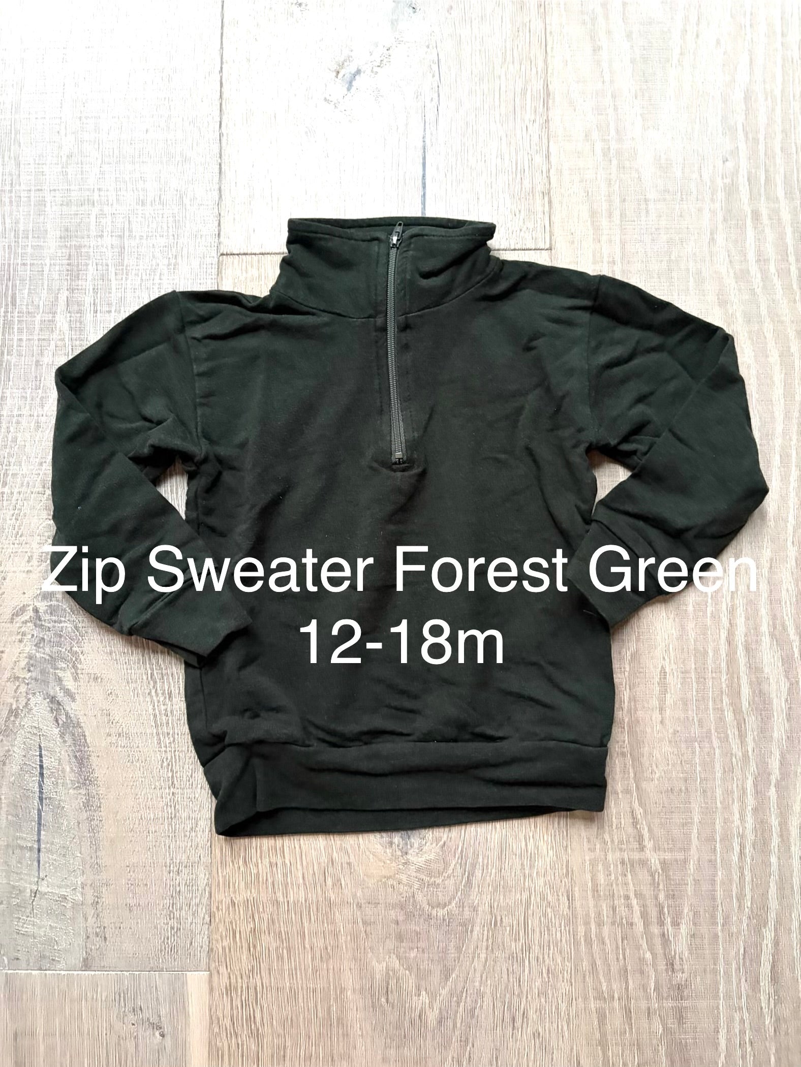 J&L Zip Sweater Forest Green 12-18m