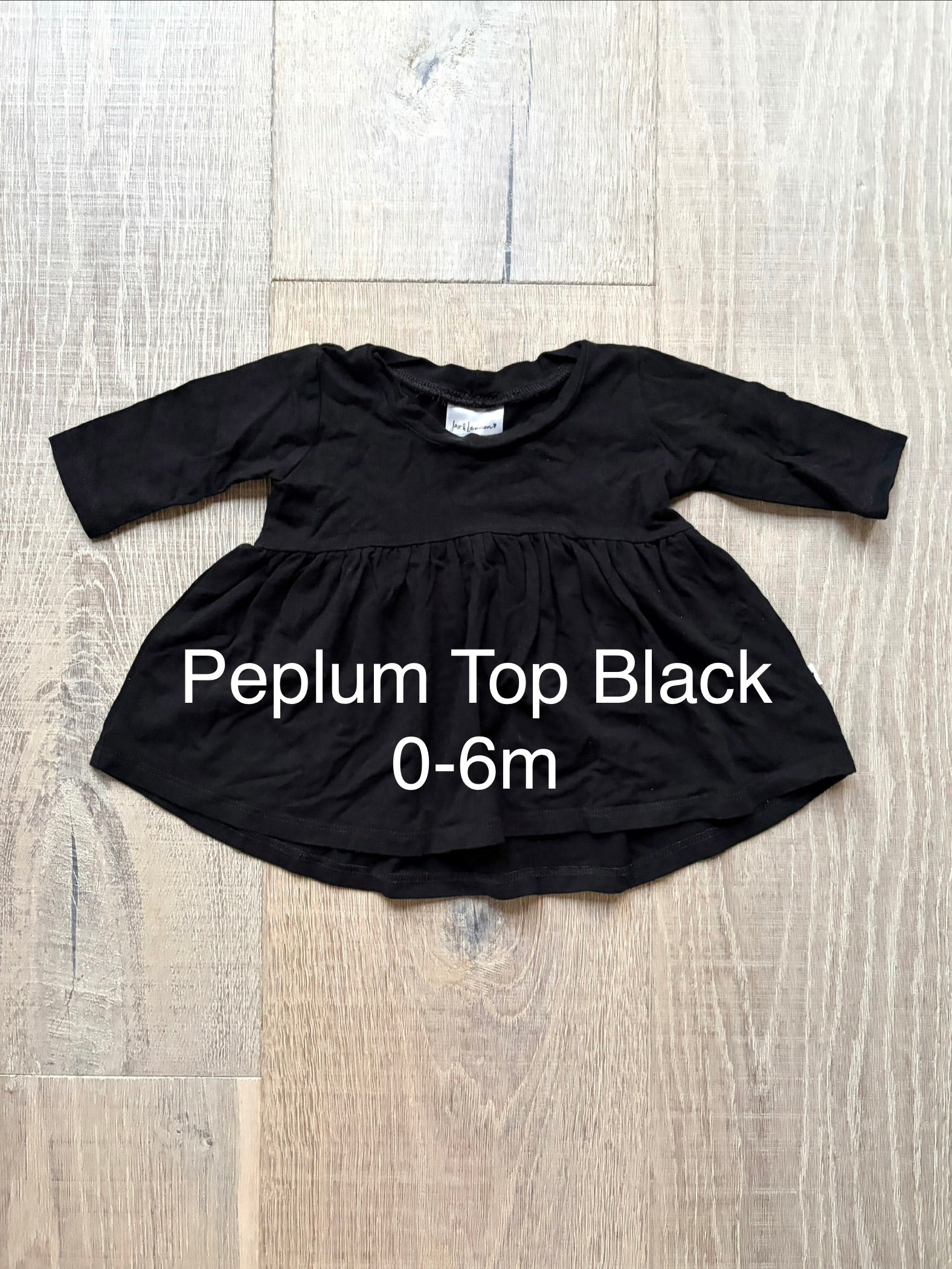 J&L Peplum Top Black 0-6m