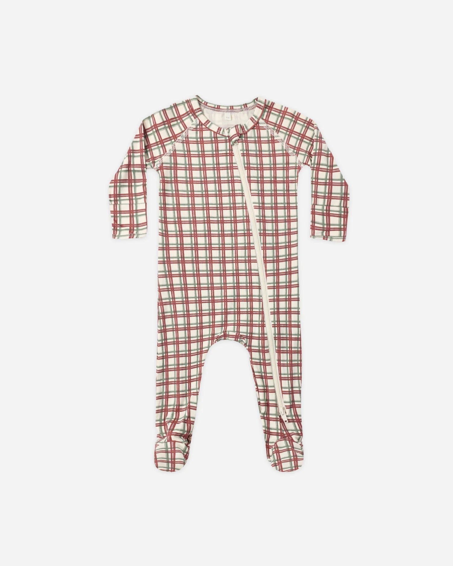 Bamboo Zip Footie Redwood Check