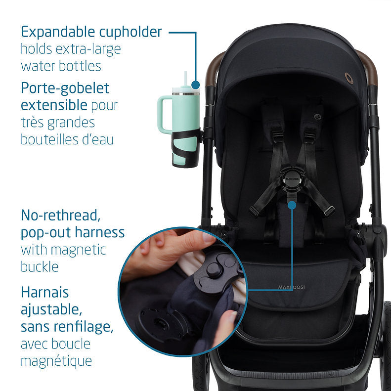maxi cosi drink holder Maxi Cosi Oxford Stroller - Essential Black