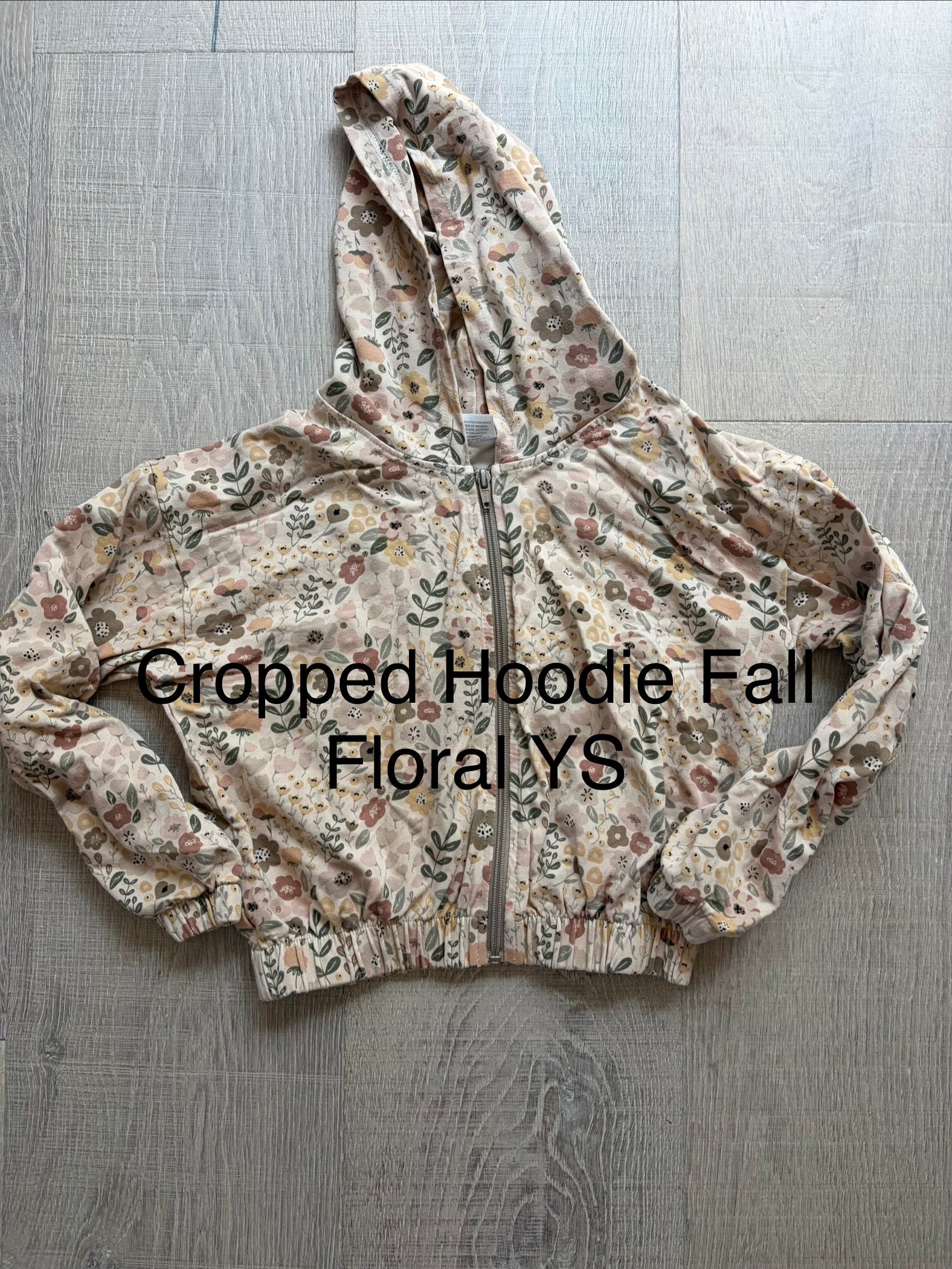 J&L Cropped Hoodie Fall Floral YS