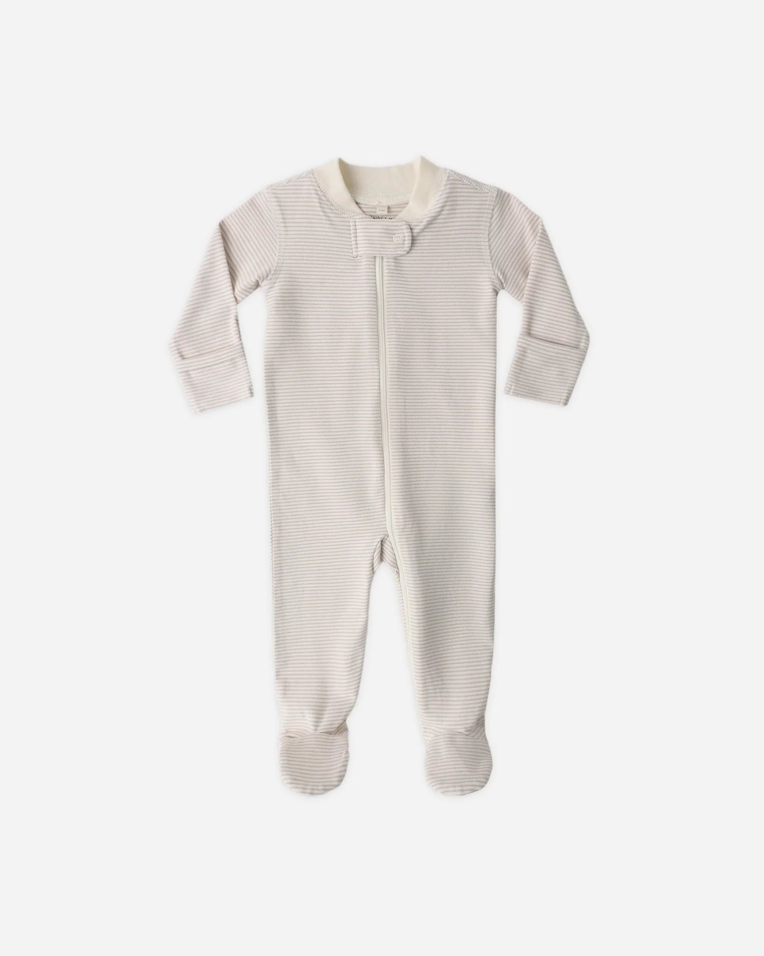Zip Longsleeve Sleeper Footie Oat Microstripe