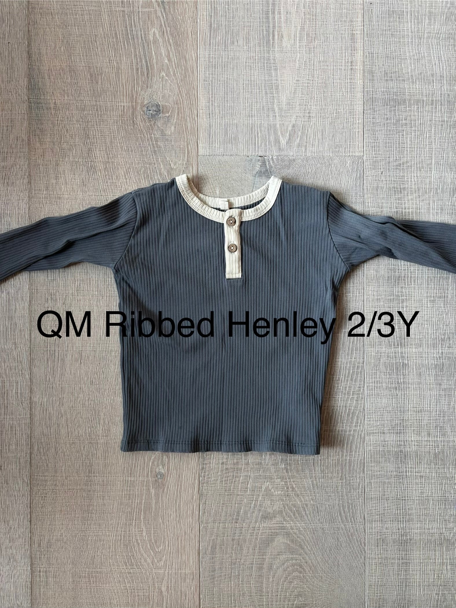 QM Ribbed Henley 2/3Y