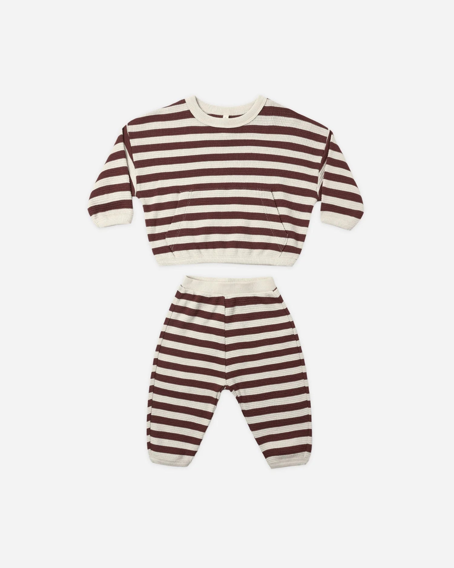 Waffle Slouch Set Black Cherry Stripe
