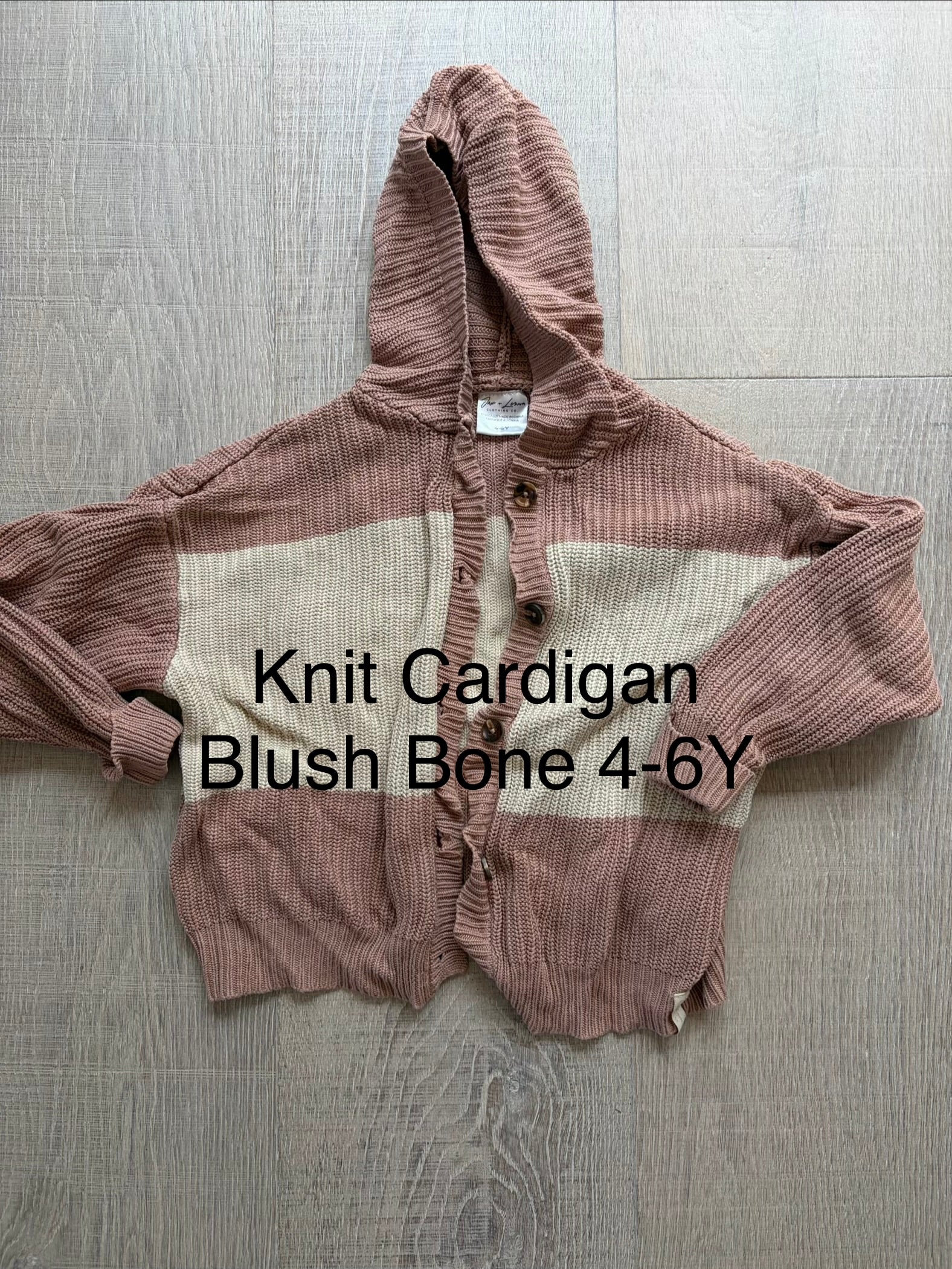 J&L Knit Cardigan Blush Bone 4-6Y