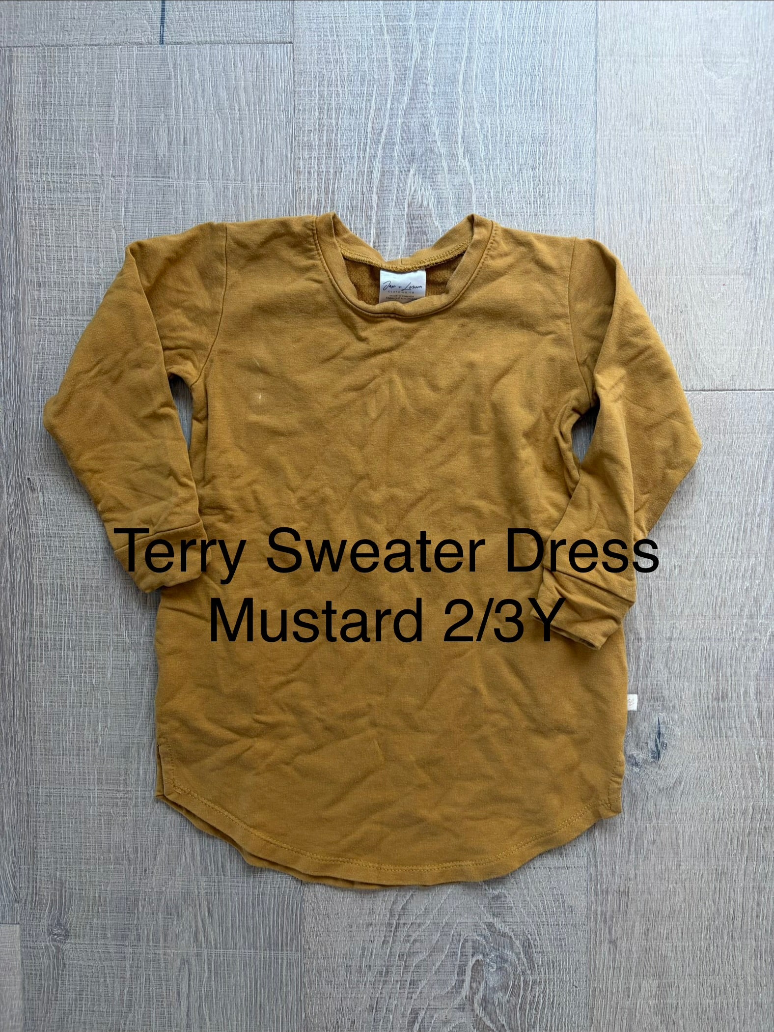 J&L Terry Sweater Dress Mustard 2/3Y