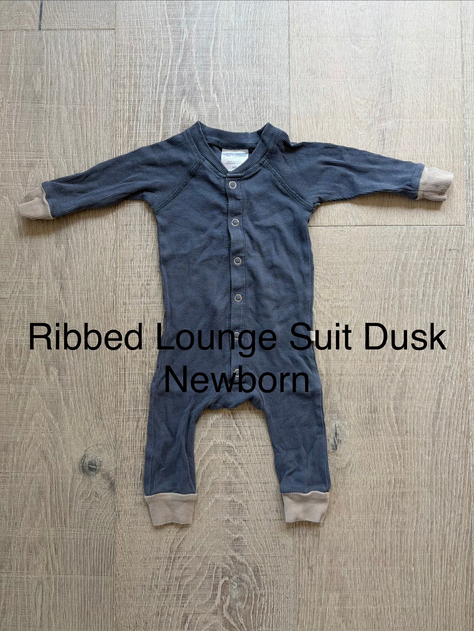 J&L Ribbed Lounge Suit Dusk Newborn