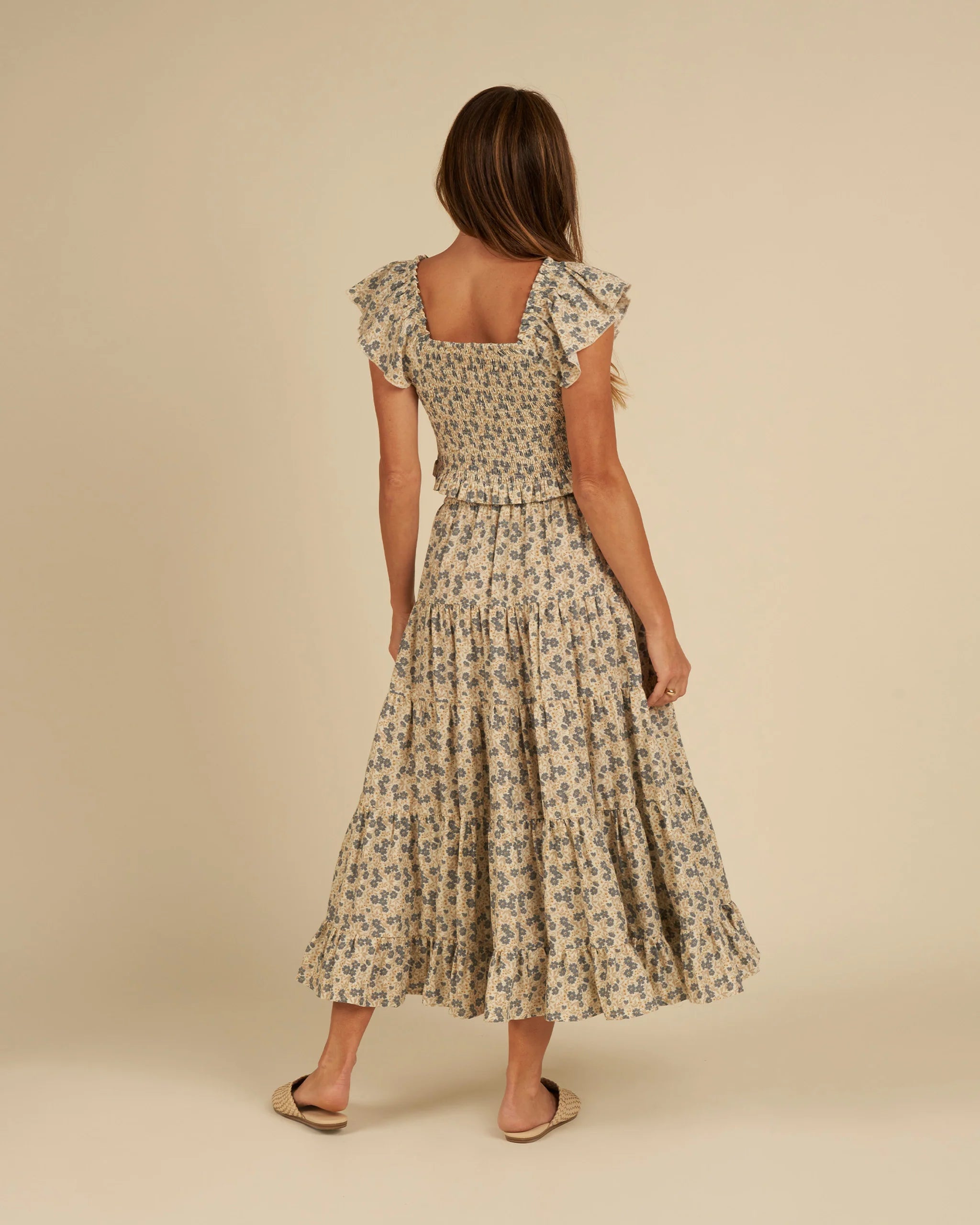 Ruffle Tiered Maxi Skirt Blue Ditsy Blue Ditsy XS