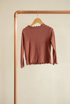 Ribbed Funnel Neck Long Sleeve Lunar Blush