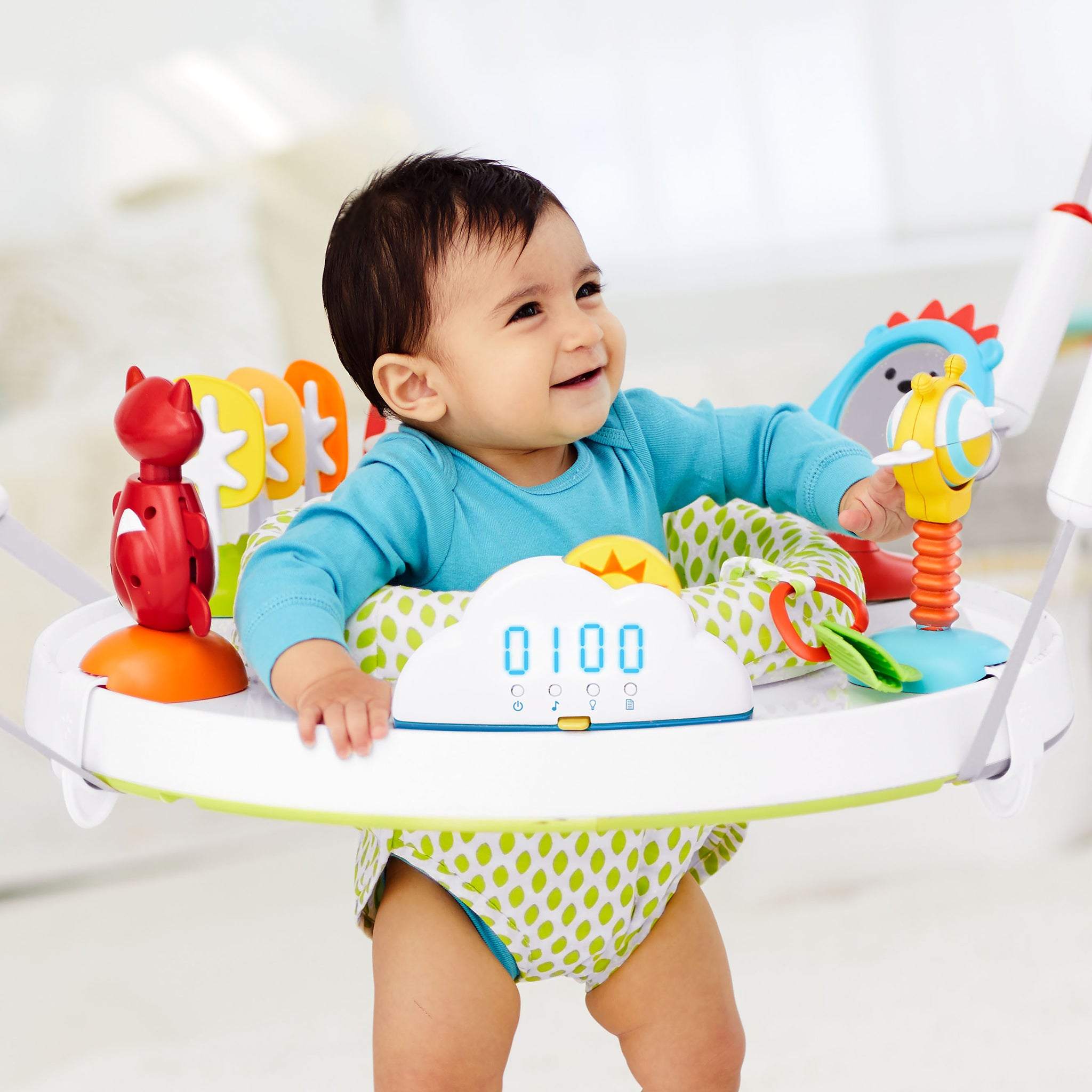 Skip Hop Jumpscape Activity Jumper with 360-degree rotating seat for babies