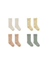 socks, set of 4 | natural, yellow, apricot, sea green