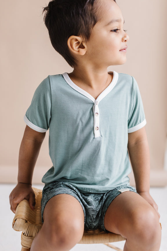 Henley in Seafoam with White Trim