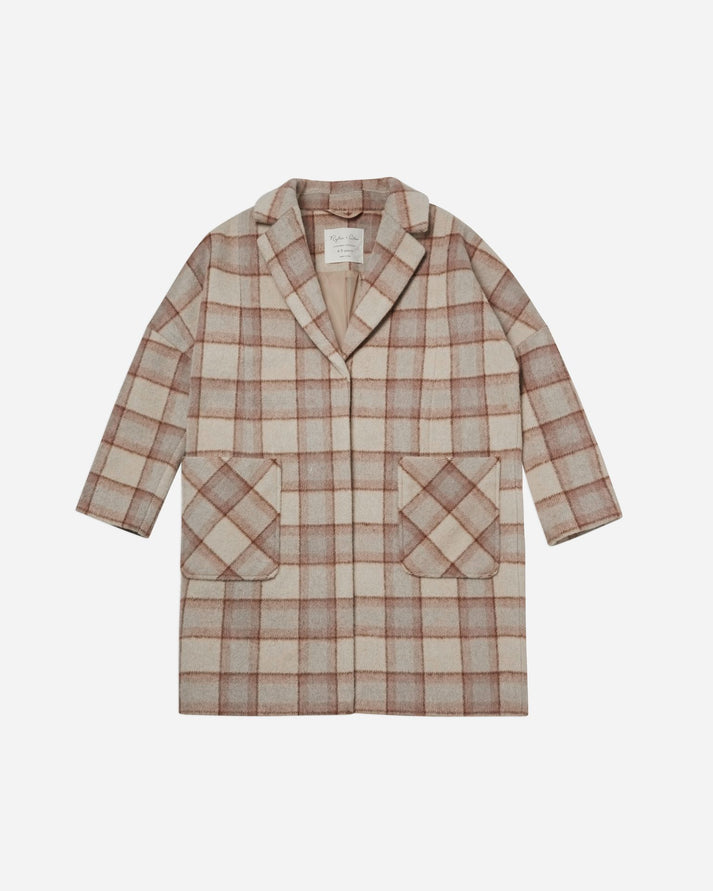 Longline Coat Grey Plaid