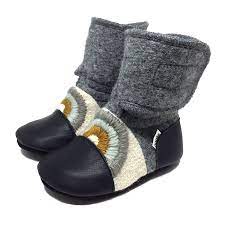 Embroidered Felted Wool Booties Cove