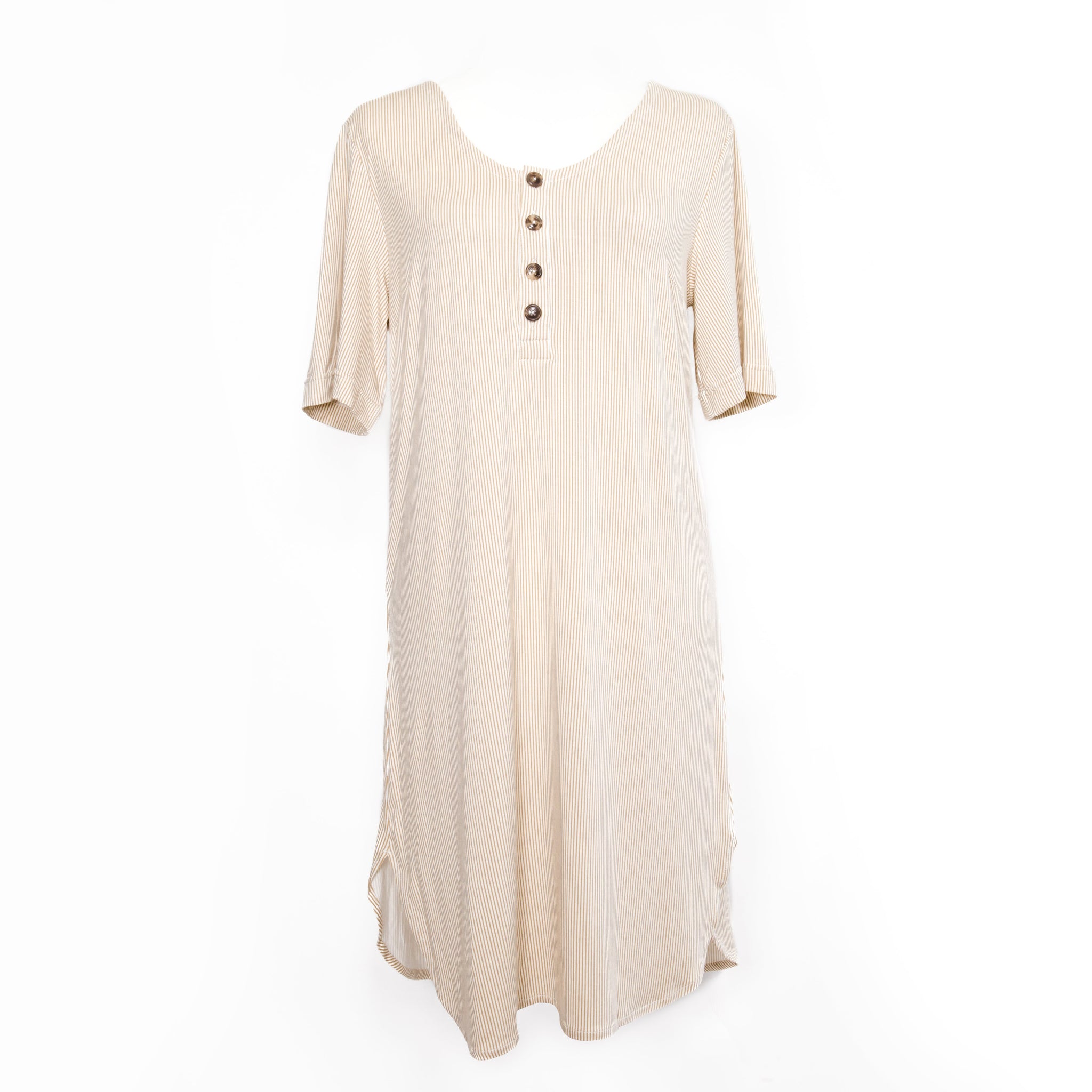 Sleepover OVer mama sleep dress in soft bamboo fabric with v-neckline and button access