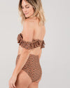 Women's Ruffle Sleeve Bikini Top Cheetah