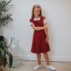 Youth Ruffle-Shoulder Pinafore | Cranberry