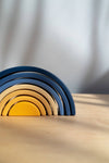 Wooden Rainbow Mini | Arch stacking Toy | Blue and Yellow