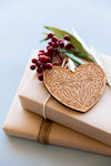 Floral Heart Wood Ornament