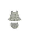 Sleeveless Peplum Set Sea Gingham